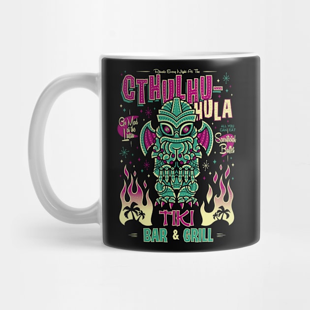 Cthulhu Hula Tiki Bar - Creepy Cute Lovecraft Monster - Hawaii Island Vacation by Nemons